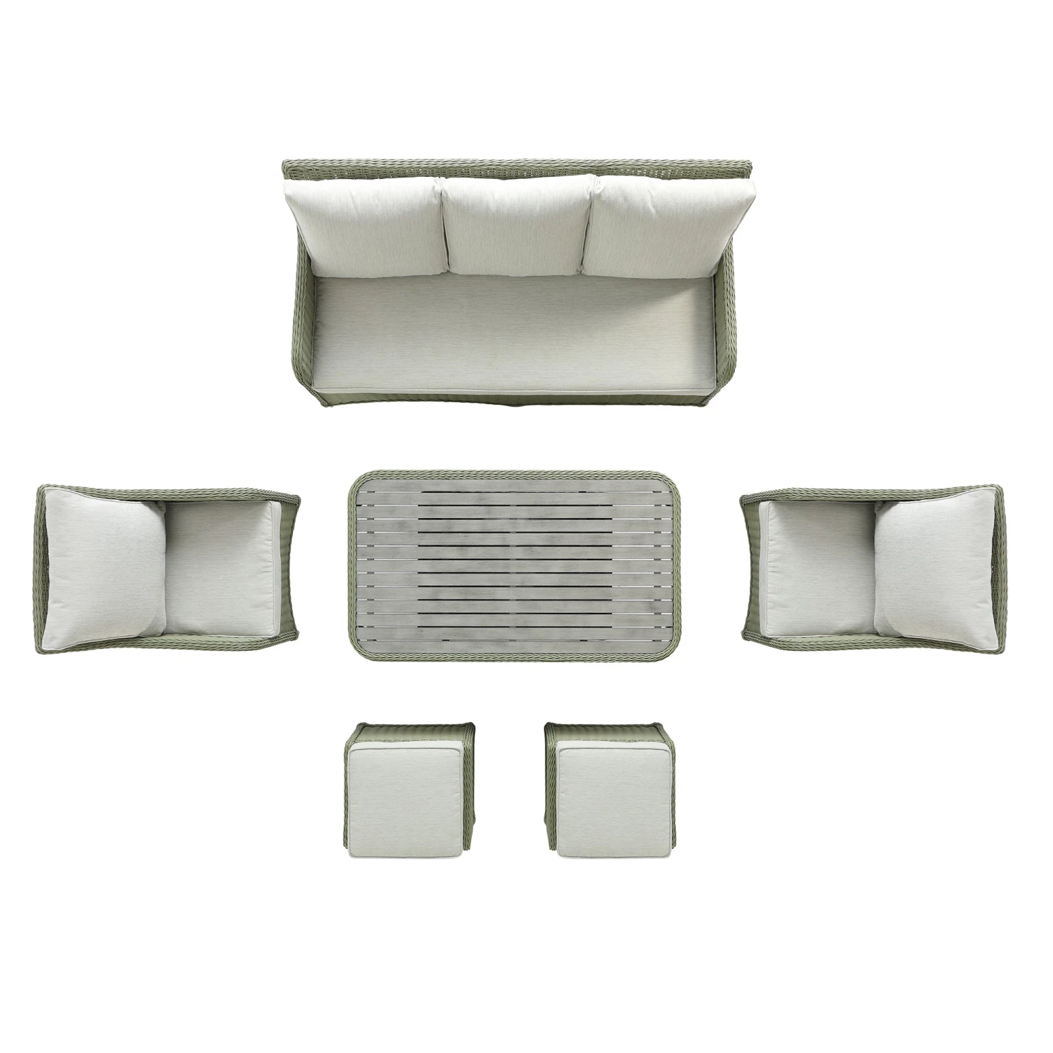 Hampshire 7-Seater Round Wicker Rattan Sofa Set With Rising Table, Desert Sage 15 Hampshire 7-Seater Round Wicker Rattan Sofa Set With Rising Table, Desert Sage - Image 15