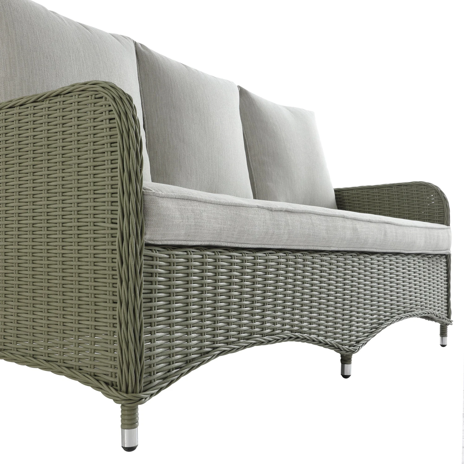 Hampshire 7-Seater Round Wicker Rattan Sofa Set With Rising Table, Desert Sage 16 Hampshire 7-Seater Round Wicker Rattan Sofa Set With Rising Table, Desert Sage - Image 16