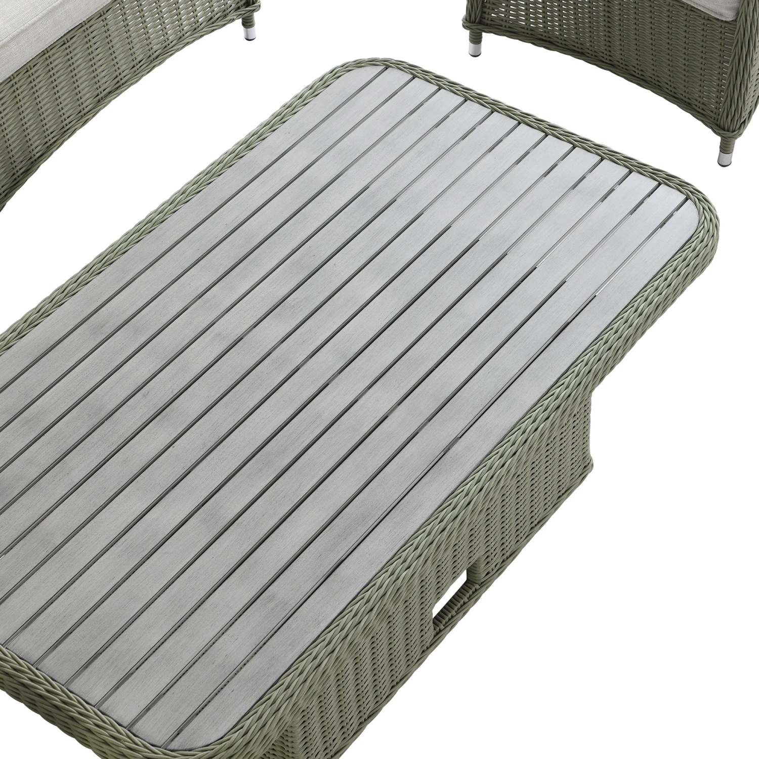 Hampshire 7-Seater Round Wicker Rattan Sofa Set With Rising Table, Desert Sage 18 Hampshire 7-Seater Round Wicker Rattan Sofa Set With Rising Table, Desert Sage - Image 18