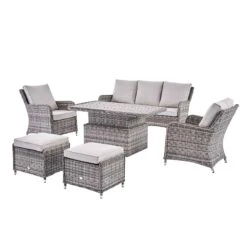 Hampshire 7-Seater Light Grey Round Wicker Rattan Sofa Set with Adjustable Rising Table 22 Hampshire 7-Seater Light Grey Round Wicker Rattan Sofa Set with Adjustable Rising Table -Daals Store OD SF 266 LGREY SET WB1
