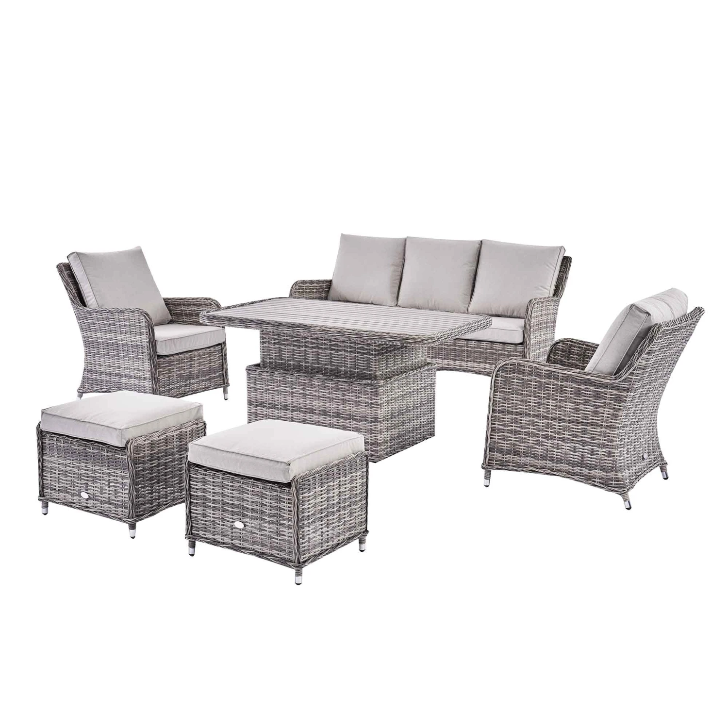 Hampshire 7-Seater Light Grey Round Wicker Rattan Sofa Set with Adjustable Rising Table 7 Hampshire 7-Seater Light Grey Round Wicker Rattan Sofa Set with Adjustable Rising Table - Image 7