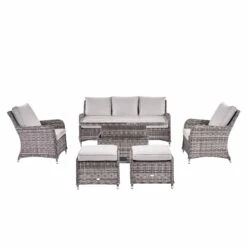 Hampshire 7-Seater Light Grey Round Wicker Rattan Sofa Set with Adjustable Rising Table 25 Hampshire 7-Seater Light Grey Round Wicker Rattan Sofa Set with Adjustable Rising Table -Daals Store OD SF 266 LGREY SET WB3