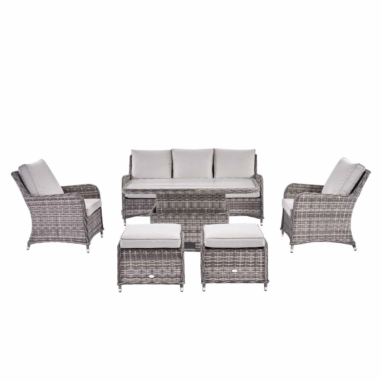 Hampshire 7-Seater Light Grey Round Wicker Rattan Sofa Set with Adjustable Rising Table 10 Hampshire 7-Seater Light Grey Round Wicker Rattan Sofa Set with Adjustable Rising Table - Image 10