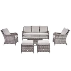 Hampshire 7-Seater Light Grey Round Wicker Rattan Sofa Set with Adjustable Rising Table 29 Hampshire 7-Seater Light Grey Round Wicker Rattan Sofa Set with Adjustable Rising Table -Daals Store OD SF 266 LGREY SET WB7