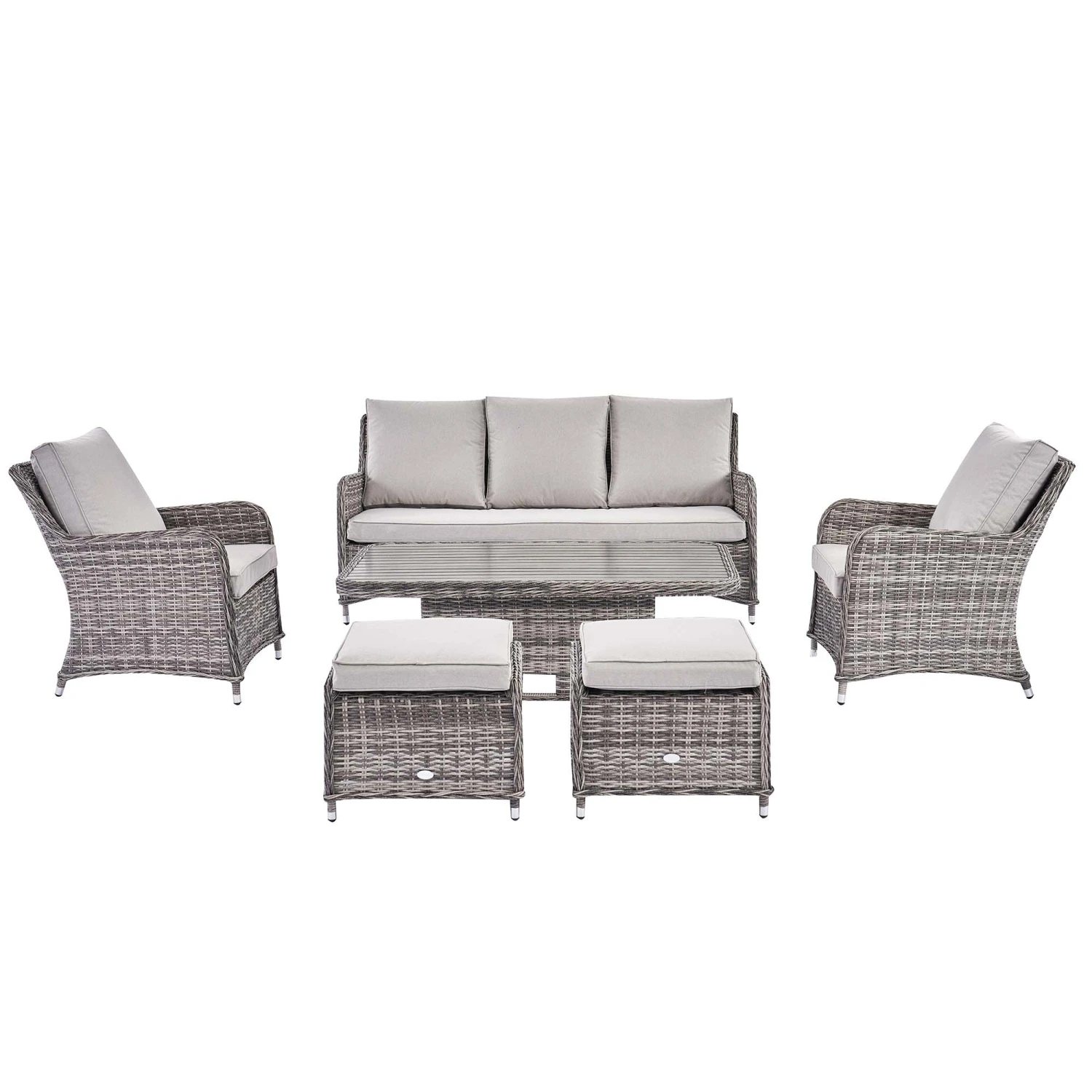 Hampshire 7-Seater Light Grey Round Wicker Rattan Sofa Set with Adjustable Rising Table 14 Hampshire 7-Seater Light Grey Round Wicker Rattan Sofa Set with Adjustable Rising Table - Image 14