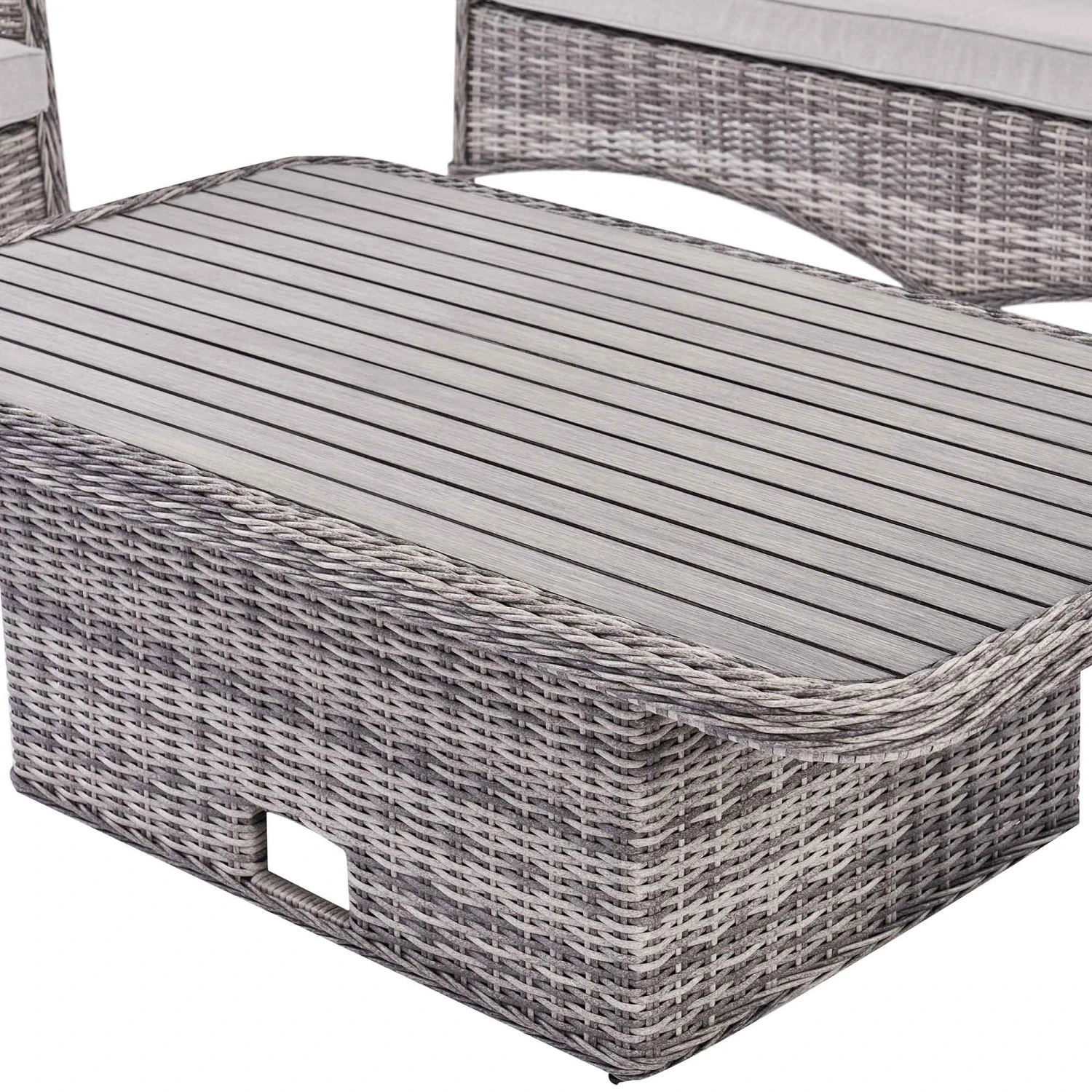 Hampshire 7-Seater Light Grey Round Wicker Rattan Sofa Set with Adjustable Rising Table 16 Hampshire 7-Seater Light Grey Round Wicker Rattan Sofa Set with Adjustable Rising Table - Image 16