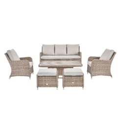 Hampshire Natural Round Wicker Rattan 7-Seater Sofa Set β Height-Adjustable Rising Table & Beige Cushions 25 Hampshire Natural Round Wicker Rattan 7-Seater Sofa Set β Height-Adjustable Rising Table & Beige Cushions -Daals Store OD SF 266 NAT SET WB1