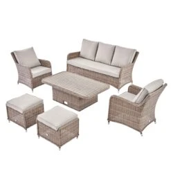 Hampshire Natural Round Wicker Rattan 7-Seater Sofa Set β Height-Adjustable Rising Table & Beige Cushions 29 Hampshire Natural Round Wicker Rattan 7-Seater Sofa Set β Height-Adjustable Rising Table & Beige Cushions -Daals Store OD SF 266 NAT SET WB4