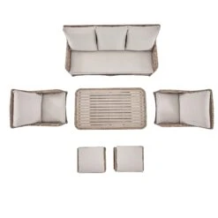 Hampshire Natural Round Wicker Rattan 7-Seater Sofa Set β Height-Adjustable Rising Table & Beige Cushions 31 Hampshire Natural Round Wicker Rattan 7-Seater Sofa Set β Height-Adjustable Rising Table & Beige Cushions -Daals Store OD SF 266 NAT SET WB6