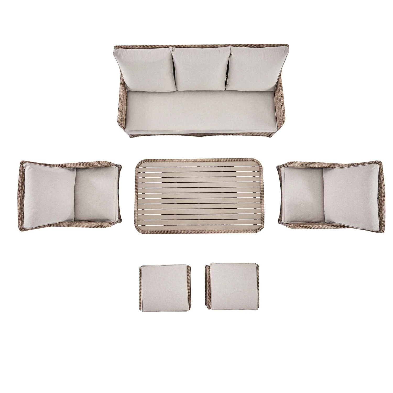 Hampshire Natural Round Wicker Rattan 7-Seater Sofa Set β Height-Adjustable Rising Table & Beige Cushions 14 Hampshire Natural Round Wicker Rattan 7-Seater Sofa Set β Height-Adjustable Rising Table & Beige Cushions - Image 14