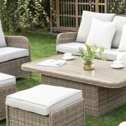 Hampshire Natural Round Wicker Rattan 7-Seater Sofa Set β Height-Adjustable Rising Table & Beige Cushions 21 Hampshire Natural Round Wicker Rattan 7-Seater Sofa Set β Height-Adjustable Rising Table & Beige Cushions -Daals Store OD SF 266 NAT SET scene3