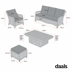 Hampshire Natural Round Wicker Rattan 7-Seater Sofa Set β Height-Adjustable Rising Table & Beige Cushions 27 Hampshire Natural Round Wicker Rattan 7-Seater Sofa Set β Height-Adjustable Rising Table & Beige Cushions -Daals Store OD SF 266 SET CHART 2