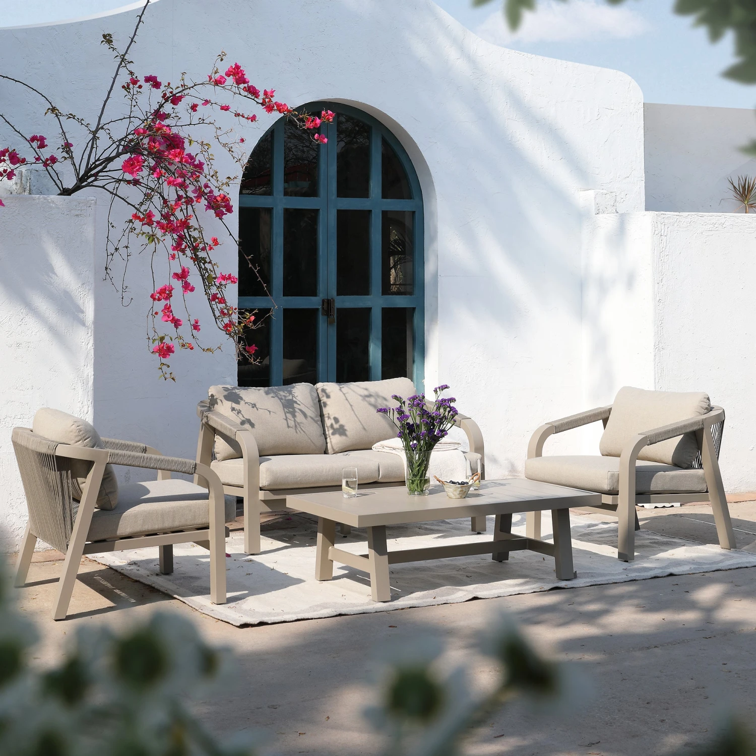 Manresa Rope 5-Seater Sofa Set, Taupe And Beige 1 Manresa Rope 5-Seater Sofa Set, Taupe And Beige