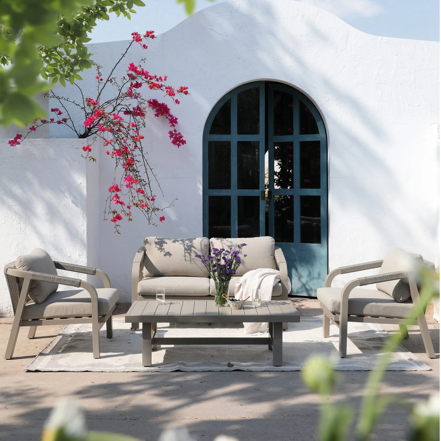 Manresa Rope 5-Seater Sofa Set, Taupe And Beige 3 Manresa Rope 5-Seater Sofa Set, Taupe And Beige - Image 3