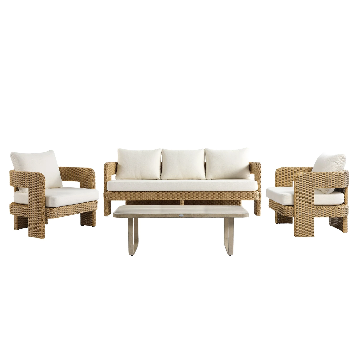 Stanford Natural Round Wicker 5-Seater Outdoor Sofa Set β Curved Sculptural Garden Lounge Set with Light Beige Cushions 1 Stanford Natural Round Wicker 5-Seater Outdoor Sofa Set β Curved Sculptural Garden Lounge Set with Light Beige Cushions