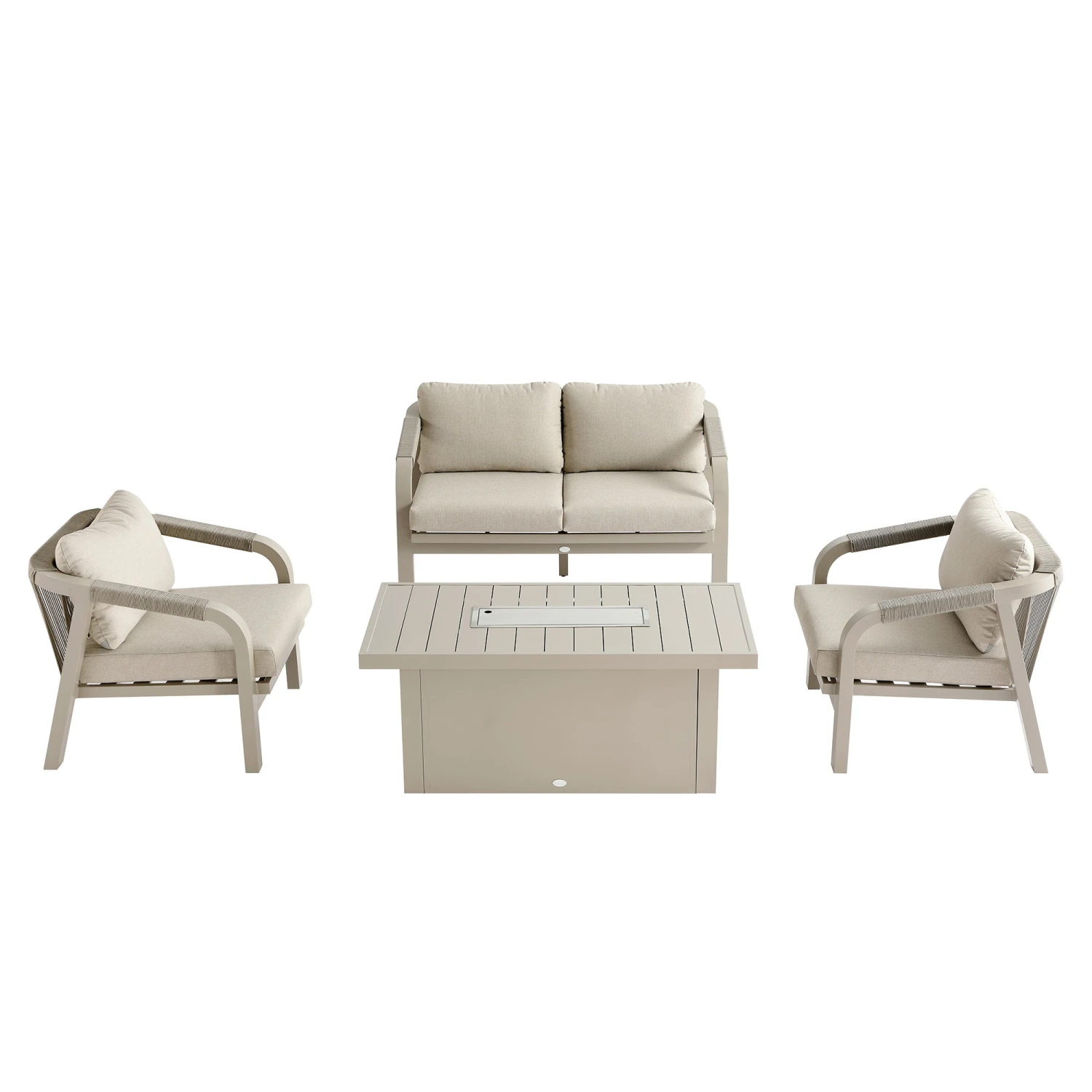 Manresa Rope 5-Seater Firepit Sofa Set in Taupe and Beige β Luxury Aluminium Garden Lounge Suite 7 Manresa Rope 5-Seater Firepit Sofa Set in Taupe and Beige β Luxury Aluminium Garden Lounge Suite - Image 7