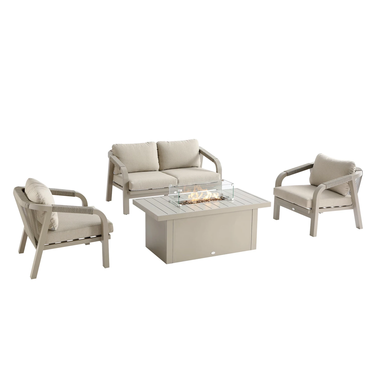 Manresa Rope 5-Seater Firepit Sofa Set in Taupe and Beige β Luxury Aluminium Garden Lounge Suite 8 Manresa Rope 5-Seater Firepit Sofa Set in Taupe and Beige β Luxury Aluminium Garden Lounge Suite - Image 8