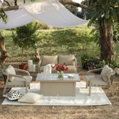 Manresa Rope 5-Seater Firepit Sofa Set in Taupe and Beige β Luxury Aluminium Garden Lounge Suite 25 Manresa Rope 5-Seater Firepit Sofa Set in Taupe and Beige β Luxury Aluminium Garden Lounge Suite -Daals Store OD SF 420 TAUPE SET scene5