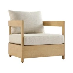 Stanford Outdoor 5-Seater Sofa Set, Natural With Beige Boucle Fabric -Daals Store OD SF 4209 NAT BEIGE SET WB9