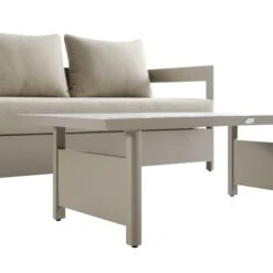 Stanford Taupe Aluminum 5-Seater Outdoor Sofa Set – Light Taupe Fabric Mid-Century Modern Garden Lounge -Daals Store OD SF 4209 TAU TAU SET detail1