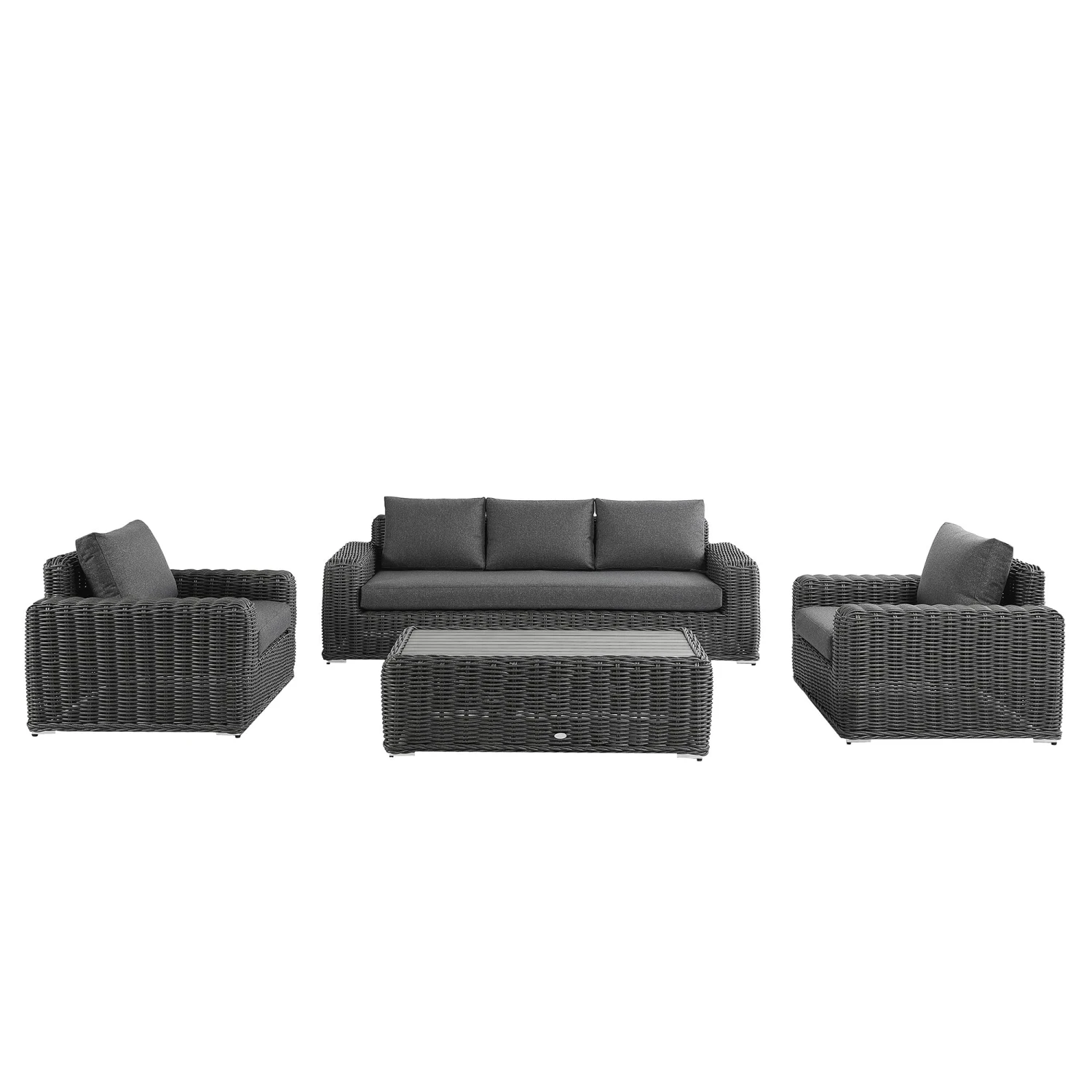 Bellagio Round Wicker Sofa Set With Coffee Table, Dark Grey 2 Bellagio Round Wicker Sofa Set With Coffee Table, Dark Grey - Image 2