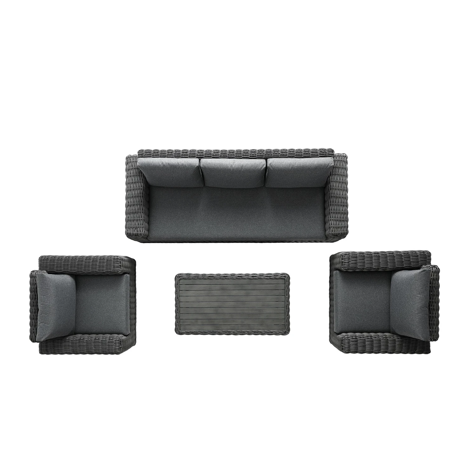 Bellagio Round Wicker Sofa Set With Coffee Table, Dark Grey 5 Bellagio Round Wicker Sofa Set With Coffee Table, Dark Grey - Image 5