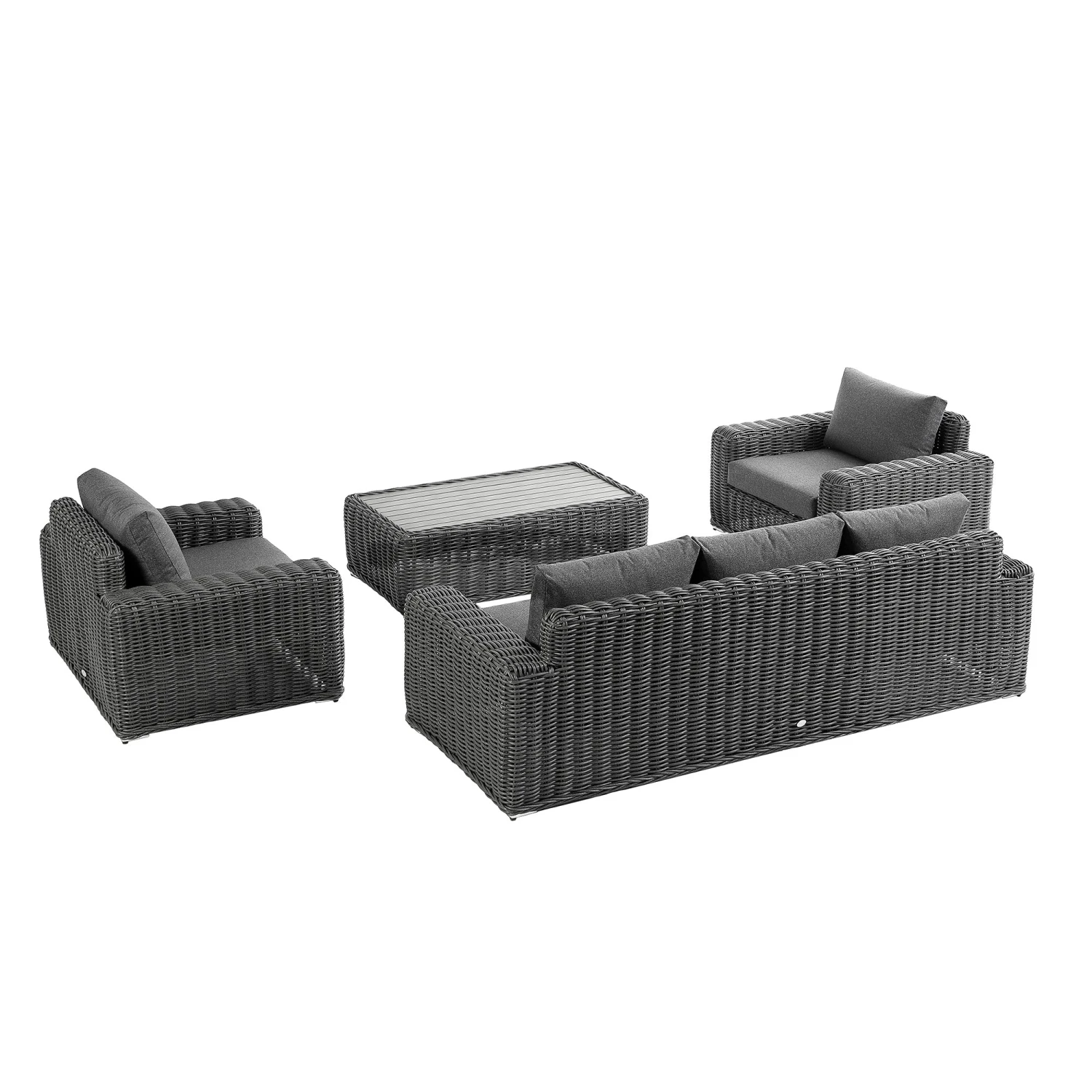 Bellagio Round Wicker Sofa Set With Coffee Table, Dark Grey 6 Bellagio Round Wicker Sofa Set With Coffee Table, Dark Grey - Image 6