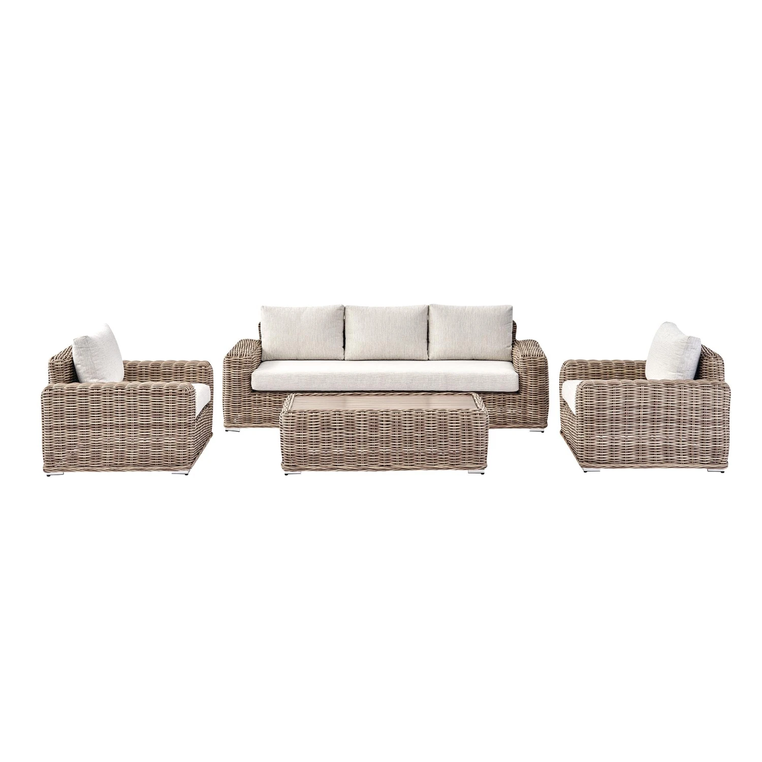 Bellagio Round Wicker Sofa Set With Coffee Table, Natural 8 Bellagio Round Wicker Sofa Set With Coffee Table, Natural - Image 8