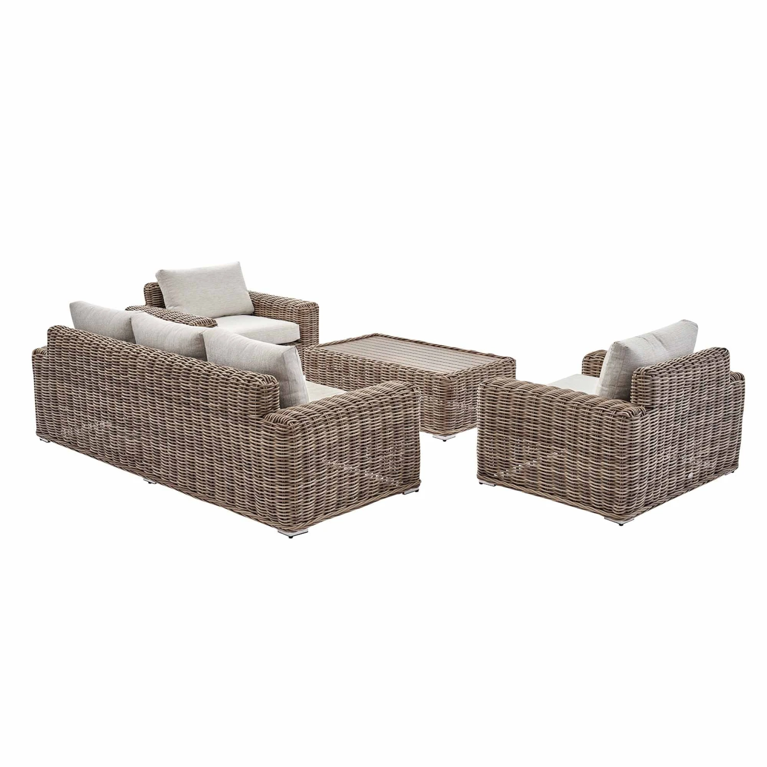 Bellagio Round Wicker Sofa Set With Coffee Table, Natural 11 Bellagio Round Wicker Sofa Set With Coffee Table, Natural - Image 11