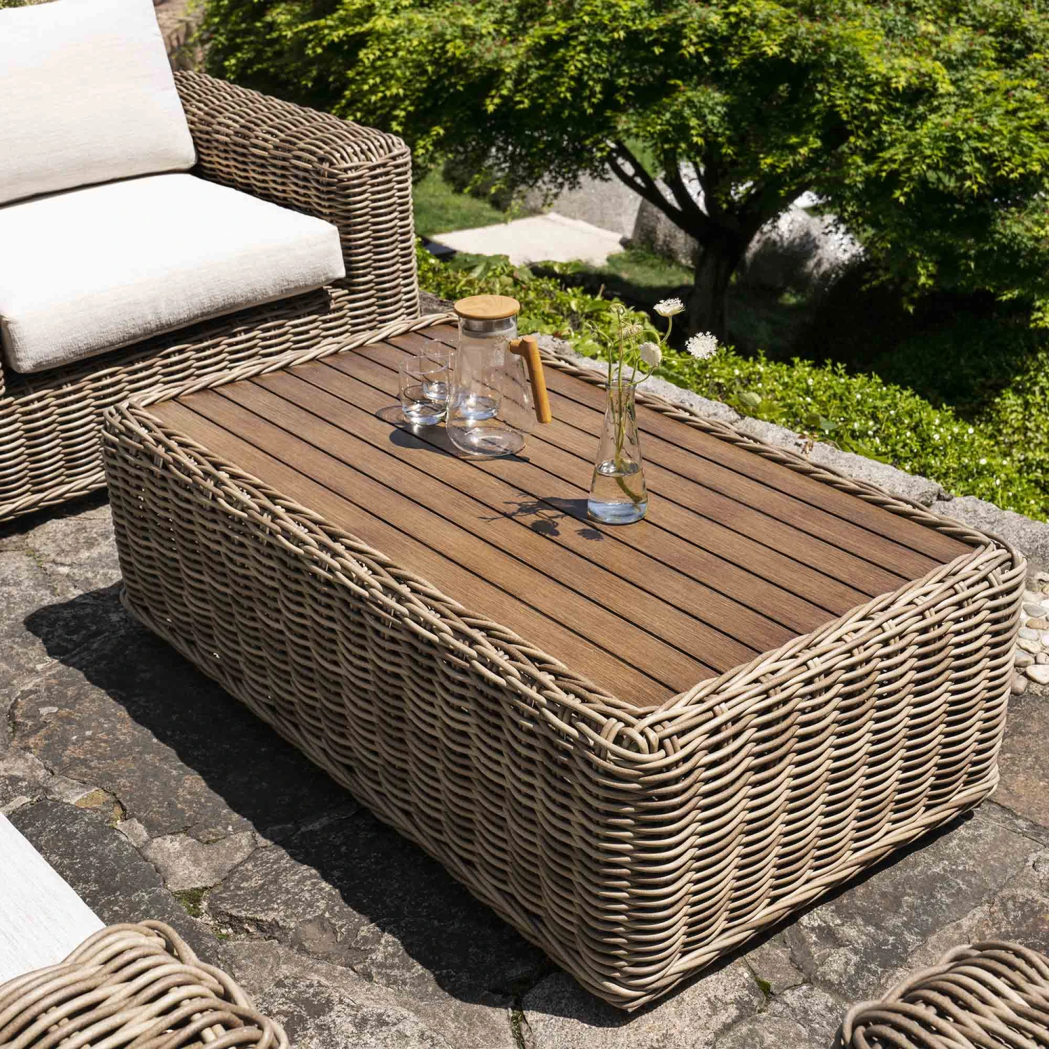 Bellagio Round Wicker Sofa Set With Coffee Table, Natural 7 Bellagio Round Wicker Sofa Set With Coffee Table, Natural - Image 7