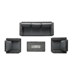 Bellagio Round Wicker Sofa Set With Firepit Coffee Table, Dark Grey 13 Bellagio Round Wicker Sofa Set With Firepit Coffee Table, Dark Grey -Daals Store OD SF 454 DARKGREY SET WB4