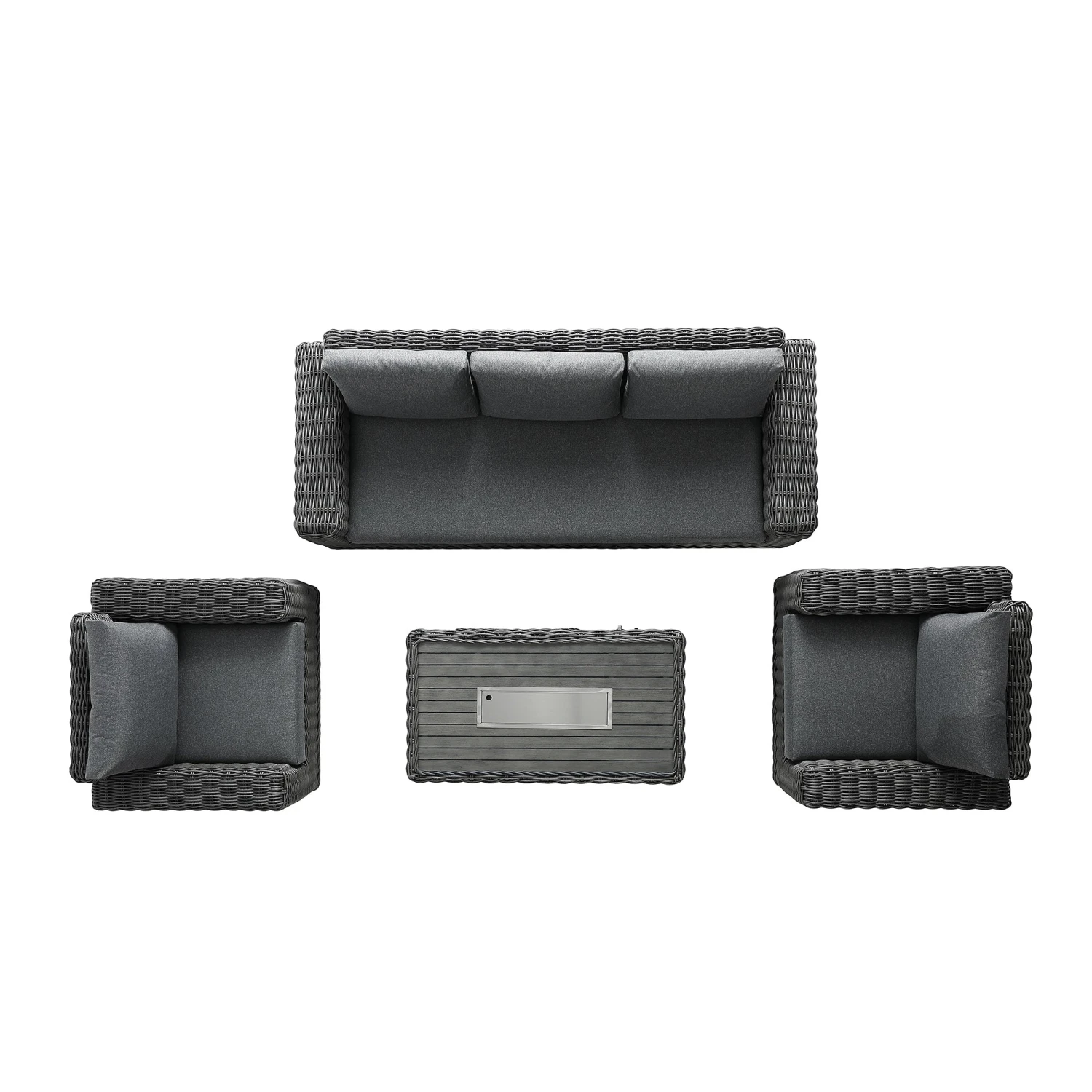 Bellagio Round Wicker Sofa Set With Firepit Coffee Table, Dark Grey 5 Bellagio Round Wicker Sofa Set With Firepit Coffee Table, Dark Grey - Image 5