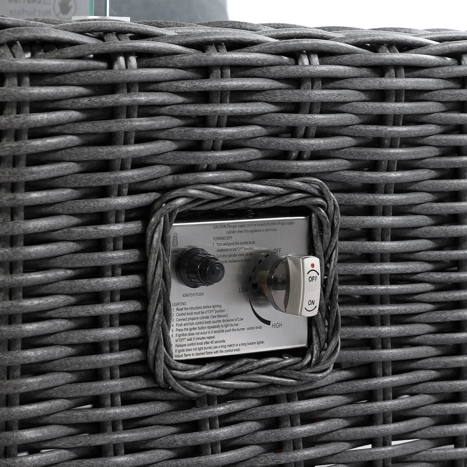 Bellagio Round Wicker Sofa Set With Firepit Coffee Table, Dark Grey 9 Bellagio Round Wicker Sofa Set With Firepit Coffee Table, Dark Grey - Image 9