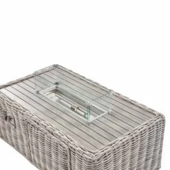 Bellagio Round Wicker Sofa Set With Firepit Coffee Table, Light Grey 14 Bellagio Round Wicker Sofa Set With Firepit Coffee Table, Light Grey -Daals Store OD SF 454 LGREY SET detail2