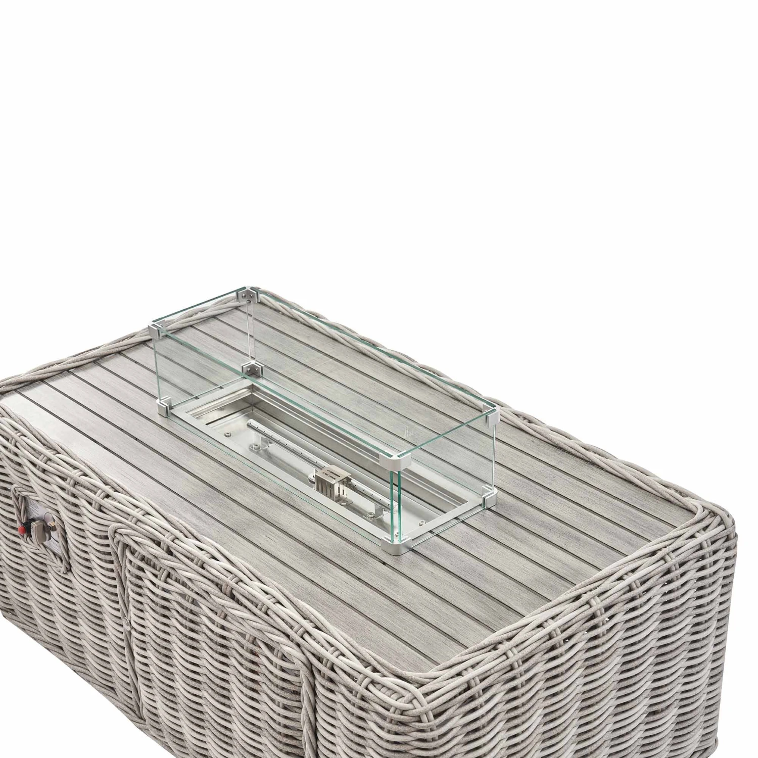 Bellagio Round Wicker Sofa Set With Firepit Coffee Table, Light Grey 7 Bellagio Round Wicker Sofa Set With Firepit Coffee Table, Light Grey - Image 7