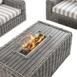 Bellagio Round Wicker Sofa Set With Firepit Coffee Table, Light Grey With Taupe Stripe 17 Bellagio Round Wicker Sofa Set With Firepit Coffee Table, Light Grey With Taupe Stripe -Daals Store OD SF 454 LGREY TAUPESTRIPE SET detail1