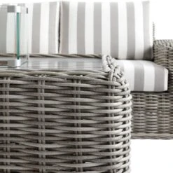 Bellagio Round Wicker Sofa Set With Firepit Coffee Table, Light Grey With Taupe Stripe 19 Bellagio Round Wicker Sofa Set With Firepit Coffee Table, Light Grey With Taupe Stripe -Daals Store OD SF 454 LGREY TAUPESTRIPE SET detail3
