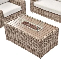 Bellagio Natural Round Wicker 5-Seater Sofa Set with Firepit Coffee Table -Daals Store OD SF 454 NAT SET detail1
