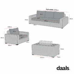 Bellagio Round Wicker Sofa Set With Firepit Coffee Table, Dark Grey 11 Bellagio Round Wicker Sofa Set With Firepit Coffee Table, Dark Grey -Daals Store OD SF 454 SET CHART 3