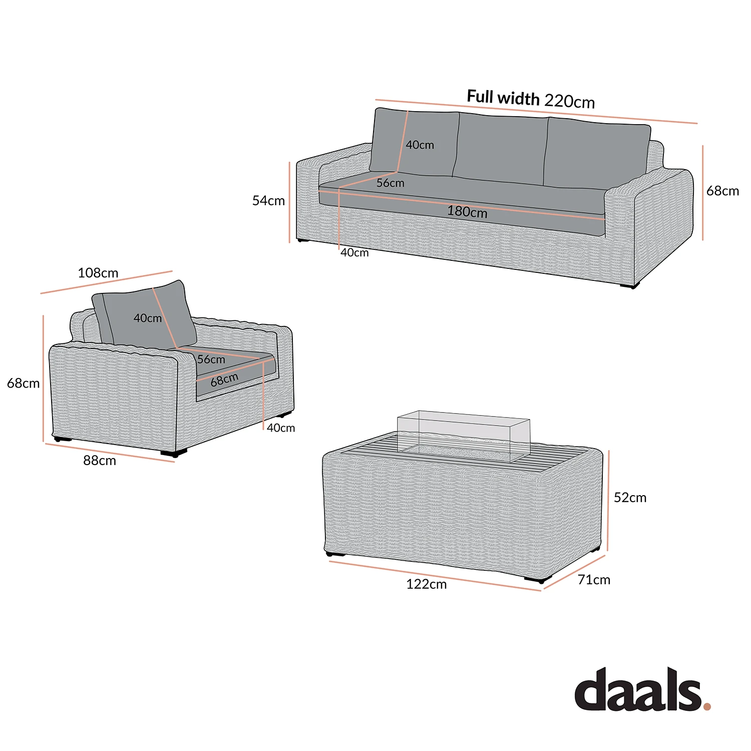 Bellagio Round Wicker Sofa Set With Firepit Coffee Table, Light Grey With Taupe Stripe 3 Bellagio Round Wicker Sofa Set With Firepit Coffee Table, Light Grey With Taupe Stripe - Image 3