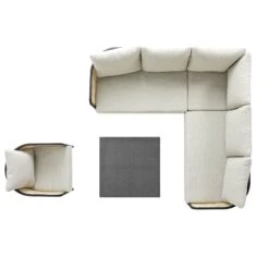 Pienza Outdoor Rattan Corner Sofa Set, Oatmeal Fabric With Black Frame 33 Pienza Outdoor Rattan Corner Sofa Set, Oatmeal Fabric With Black Frame -Daals Store OD SF 4697 BLACK OAT SET WB4