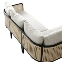 Pienza Outdoor Rattan Corner Sofa Set, Oatmeal Fabric With Black Frame 38 Pienza Outdoor Rattan Corner Sofa Set, Oatmeal Fabric With Black Frame -Daals Store OD SF 4697 BLACK OAT SET detail1