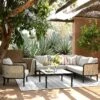 Pienza Outdoor Rattan Corner Sofa Set, Oatmeal Fabric With Black Frame 32 Pienza Outdoor Rattan Corner Sofa Set, Oatmeal Fabric With Black Frame -Daals Store OD SF 4697 BLACK OAT SET main