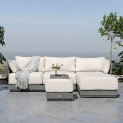 Pedra Rope And Aluminium Outdoor Chaise Sofa Set, Grey