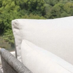 Pedra Carbon Grey Aluminium and Fishbone Rope Reversible Chaise Sofa Set – Includes Beige Cushions and Multi-Functional Stool -Daals Store OD SF 4967 GREY SET scene4