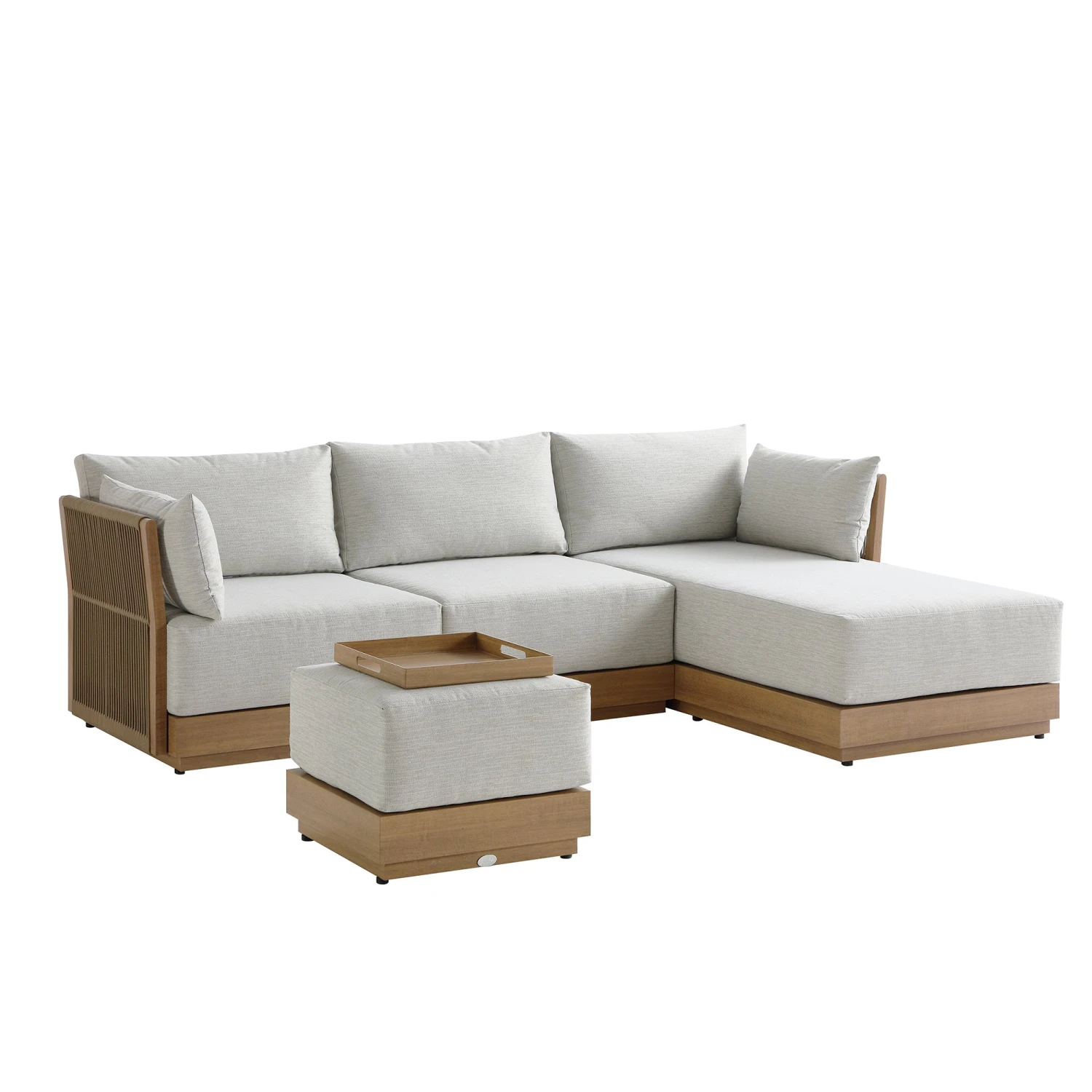 Pedra Natural Wood-Effect Aluminium & Rope Outdoor Reversible Chaise Sofa Set 1 Pedra Natural Wood-Effect Aluminium & Rope Outdoor Reversible Chaise Sofa Set