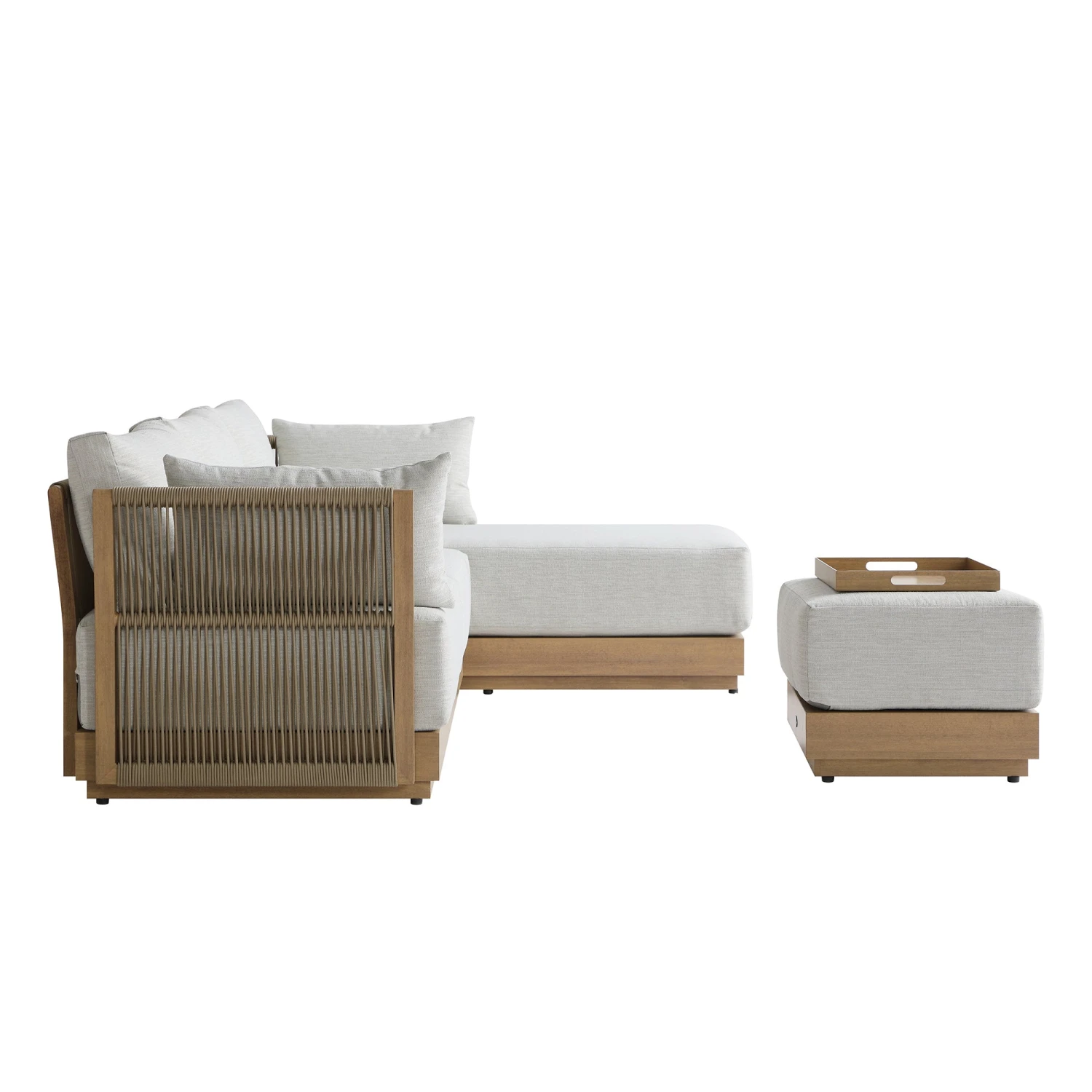 Pedra Natural Wood-Effect Aluminium & Rope Outdoor Reversible Chaise Sofa Set 5 Pedra Natural Wood-Effect Aluminium & Rope Outdoor Reversible Chaise Sofa Set - Image 5