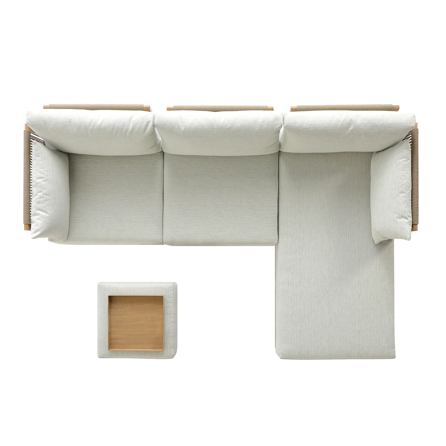 Pedra Natural Wood-Effect Aluminium & Rope Outdoor Reversible Chaise Sofa Set 6 Pedra Natural Wood-Effect Aluminium & Rope Outdoor Reversible Chaise Sofa Set - Image 6