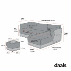 Pedra Natural Wood-Effect Aluminium & Rope Outdoor Reversible Chaise Sofa Set 11 Pedra Natural Wood-Effect Aluminium & Rope Outdoor Reversible Chaise Sofa Set -Daals Store OD SF 4967 SET CHART 1