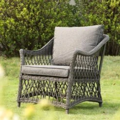 Willowbrook Lattice Weave Rattan 7-Seater Large Sofa Set, Dark Grey -Daals Store OD SF 4980 GREY SET scene7